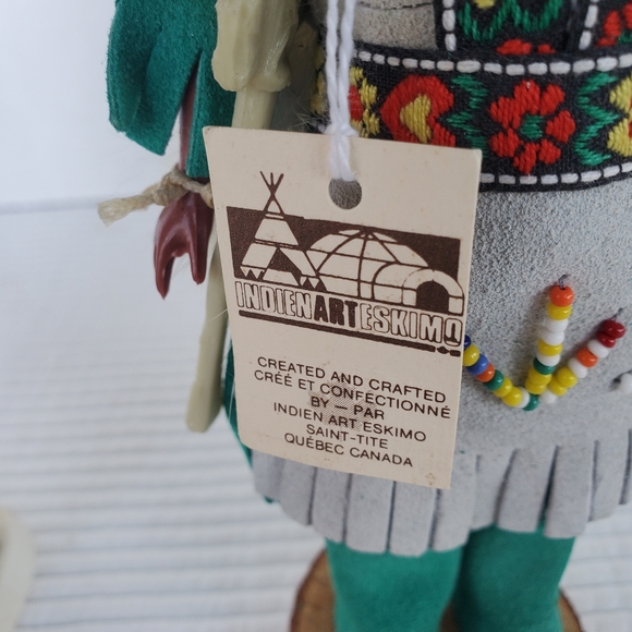2 Native American Mom Papoose Baby Doll Hard Plastic Vintage Quebec… - Picture 2 of 9